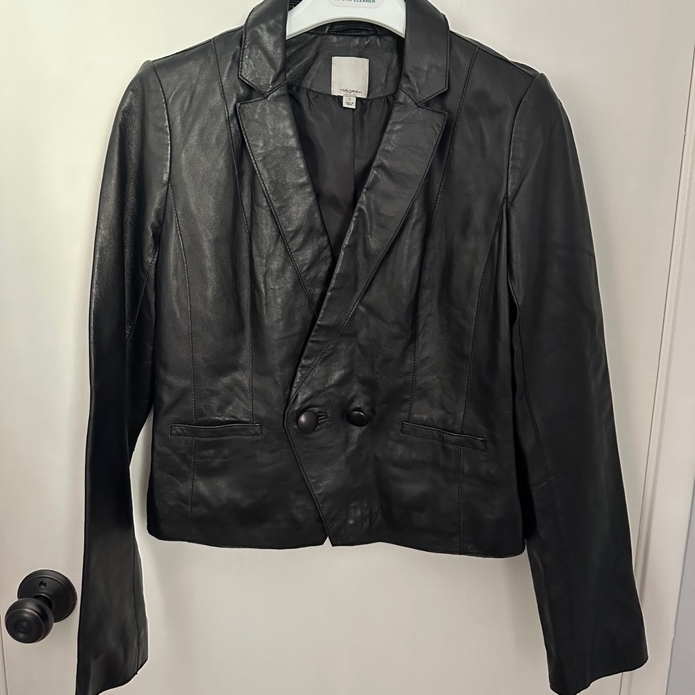 Halogen leather blazer jacket